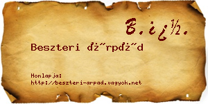 Beszteri Árpád névjegykártya